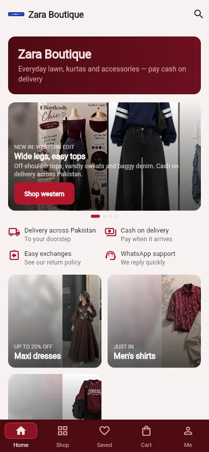 The same store in the customer app on a phone