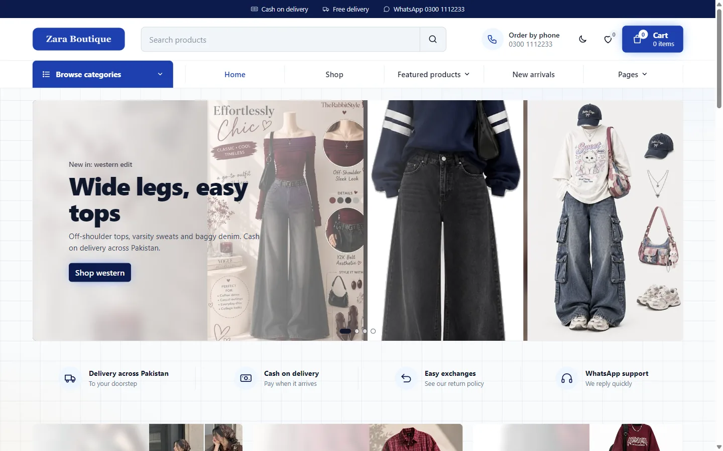 ZeM Shop storefront homepage on a demo fashion store